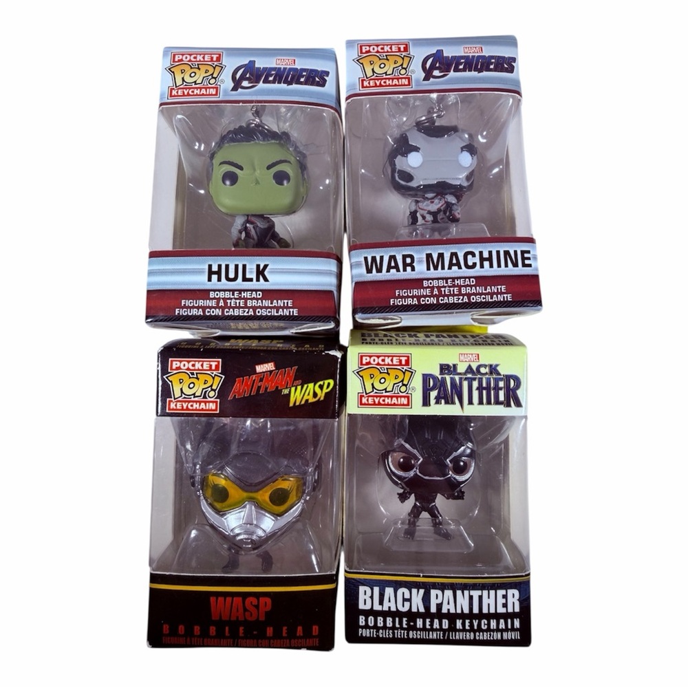 Funko Pocket Pop Keychain Lot Of 4 - Wasp - Black Panther - Hulk - War Machine